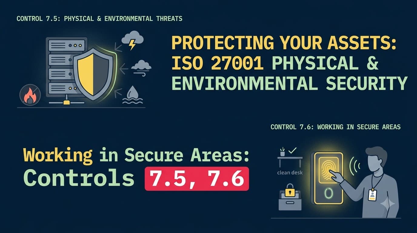 Protecting Against Physical & Environmental Threats and Working in Secure Areas: ISO 27001 Controls 7.5, 7.6