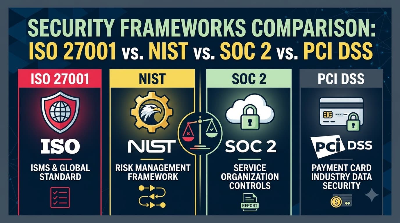 ISO 27001 vs Other Security Frameworks: NIST, SOC 2, and PCI DSS Compared